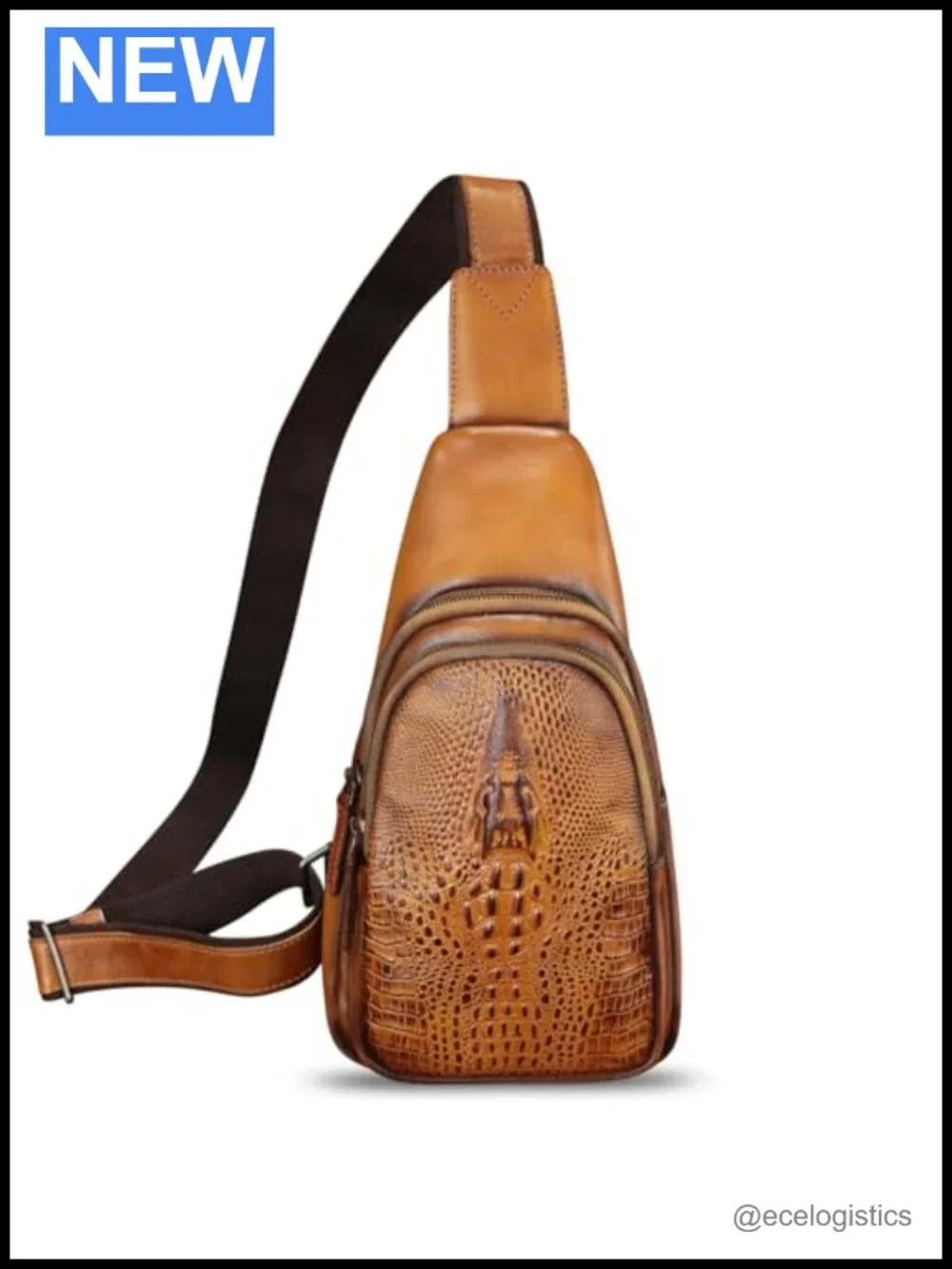 Genuine Leather Sling Backpack Crossbody Chest Purse Shoulder Bag